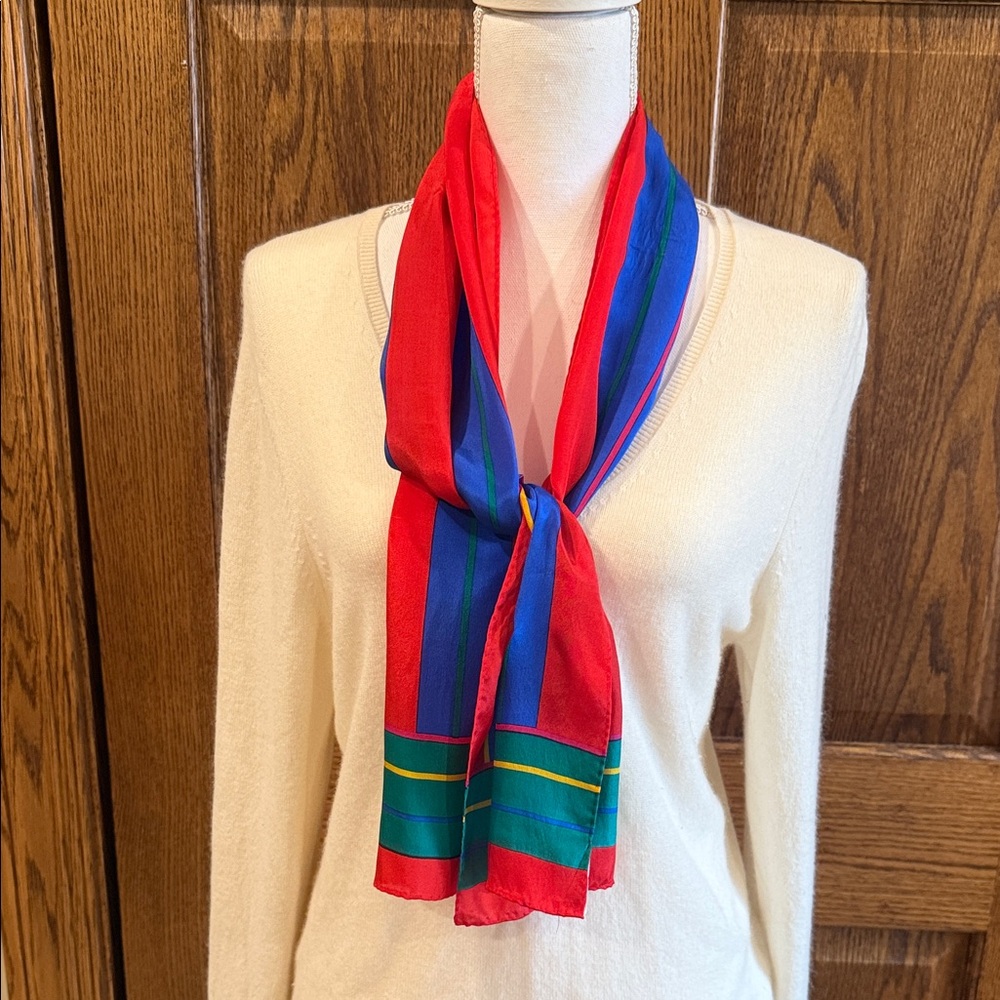 Liz Claiborne Colorful Striped Silk Scarf